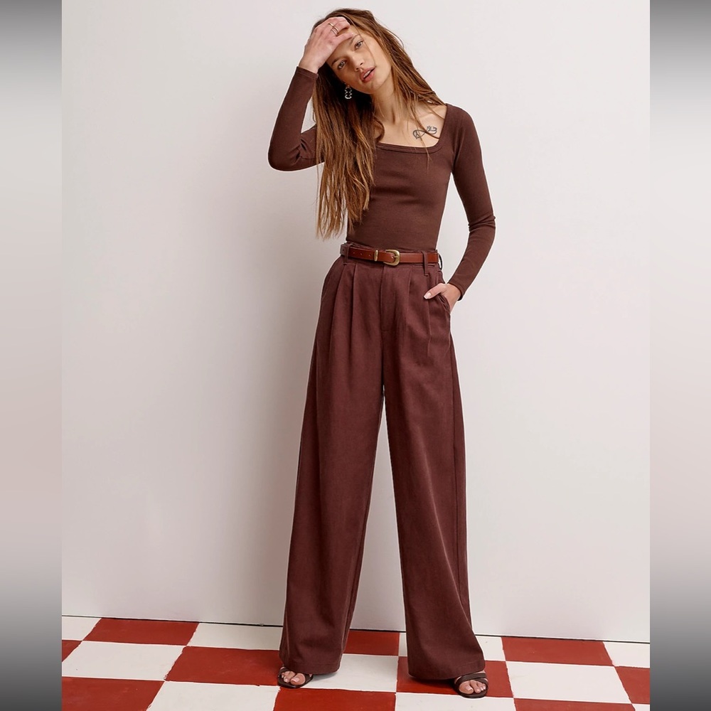 The Harlow Wide-Leg Pant in Chocolate Raisin